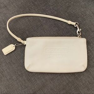Coach White Leather Wristlet